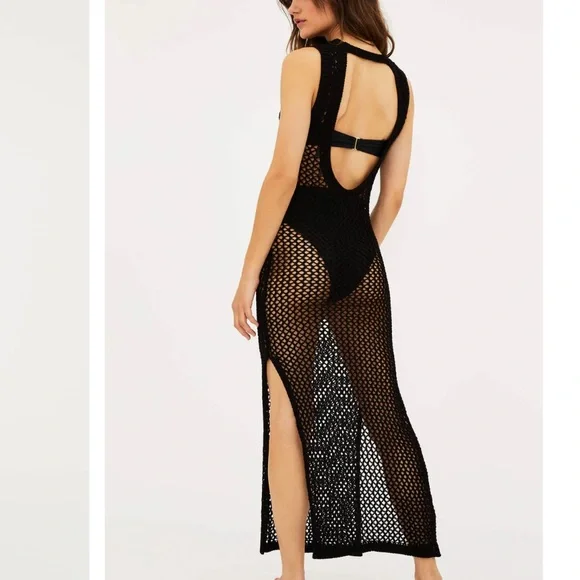 Holly Dress Black Crochet Cover Up - Picture 3 of 6